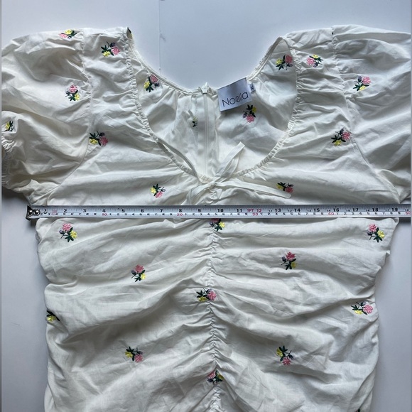 Noella Samantha Blouse top off White Floral Puff Sleeve embroidered - Picture 5 of 7